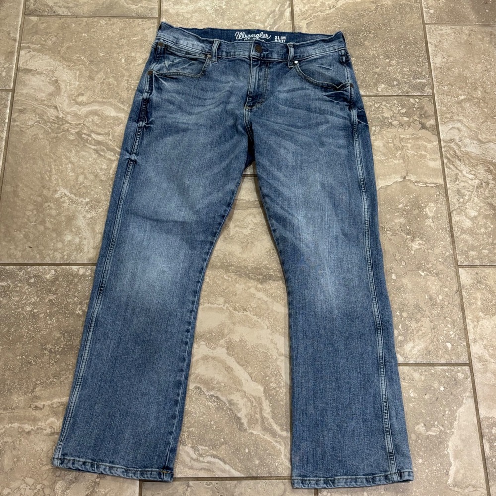 Wrangler Retro Slim Boot Jeans Mens 32x30 Blue Denim 1077MWZGL Medium Wash